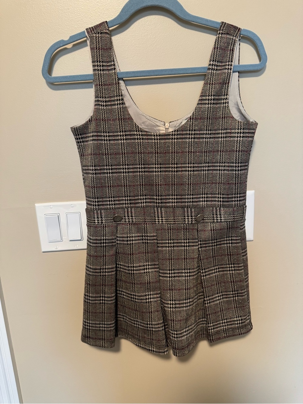 Girls Brown Plaid Pinafore Romper - Classic Schoolstyle